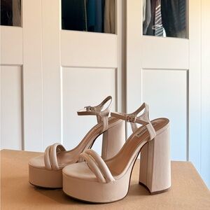 Steve Madden Tille Cream Platform Heels
